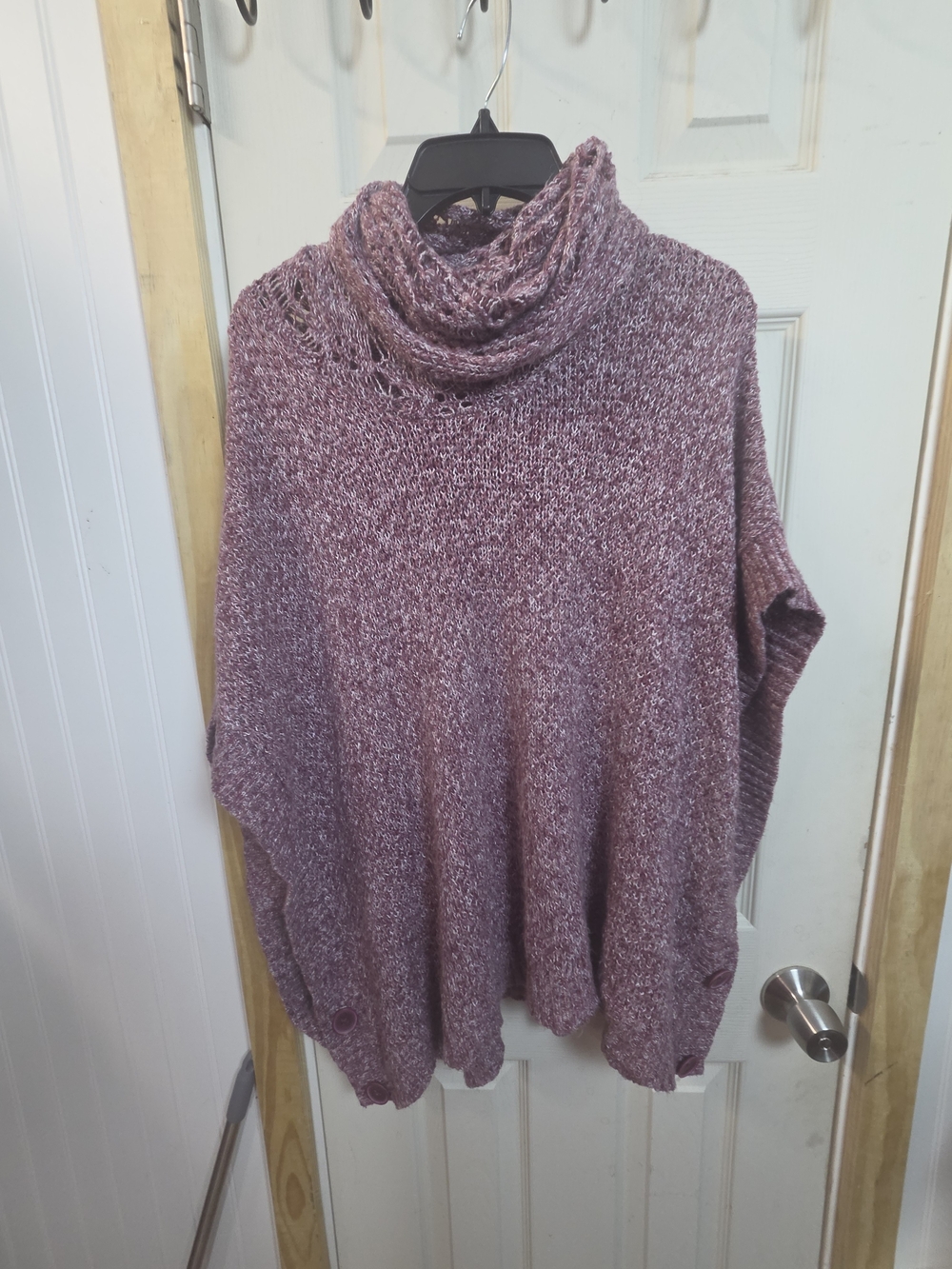 Maurices Marled Plum Cowl Neck Sweater Poncho Cape